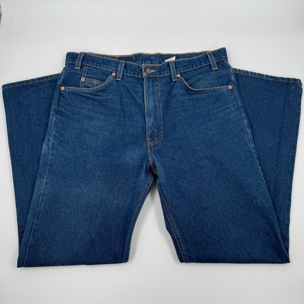Vintage Levis 517 Orange Tab Jeans Mens 38x32 Made in USA Dark Wash Bootcut 90's